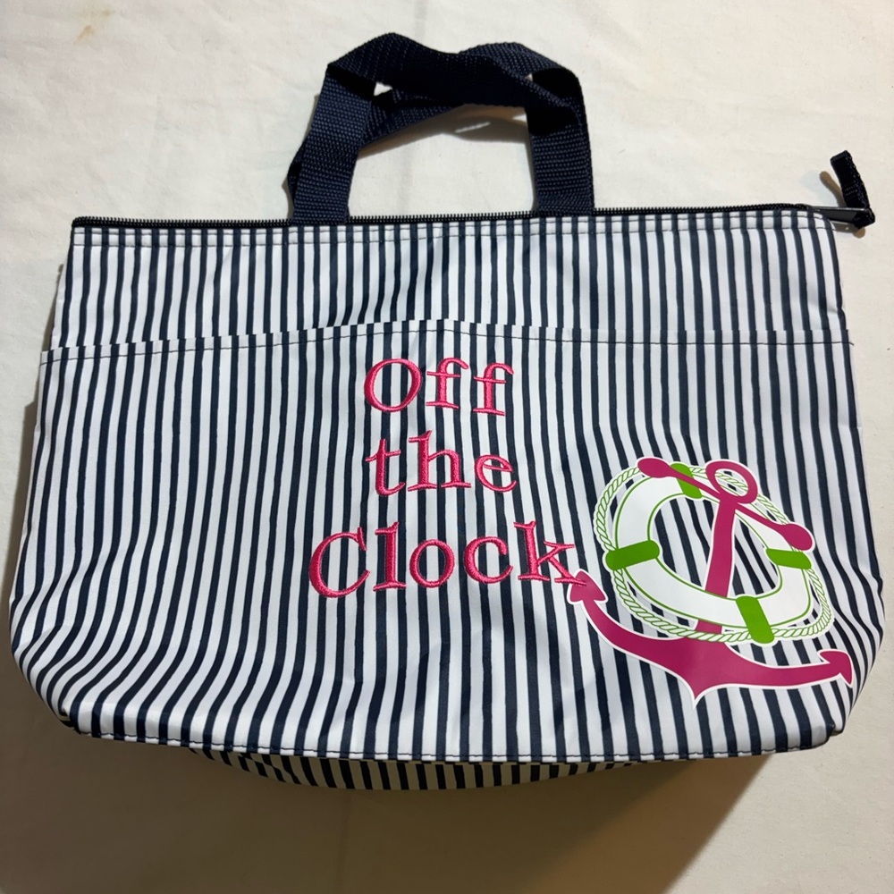 Thirty One Thermal Insulated Linch Tote bag Striped 'Off the Clock' Tote Bag
